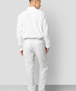 Bukser Clean Cut Copenhagen | Andreas Barcelona Cotton/Linen Pants - Ecru / Navy