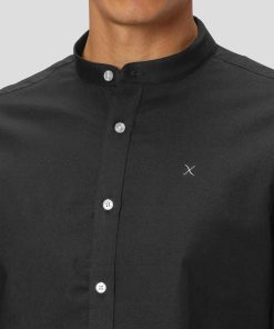 Skjorter & Overskjorter Clean Cut Copenhagen | Oxford Mandarin Collar Stretch Shirt - Sort