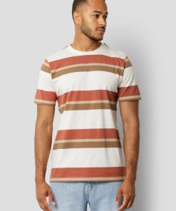 T-Shirts Clean Cut Copenhagen | Bradley Cotton T-Shirt - Ecru/Rusty Red