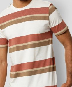 T-Shirts Clean Cut Copenhagen | Bradley Cotton T-Shirt - Ecru/Rusty Red