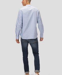 Skjorter & Overskjorter Clean Cut Copenhagen | Oxford Mandarin Collar Stretch Shirt - Lysebla