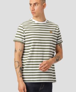 T-Shirts Clean Cut Copenhagen | Basic Organic Stribet T-Shirt - Bottle Gron