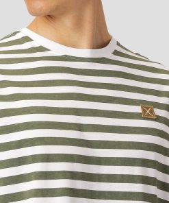 T-Shirts Clean Cut Copenhagen | Basic Organic Stribet T-Shirt - Bottle Gron