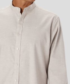 Skjorter & Overskjorter Clean Cut Copenhagen | Oxford Mandarin Collar Stretch Shirt - Sand Melange