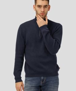 Strik Clean Cut Copenhagen | Mario Half Zip Knit - Mork Navy