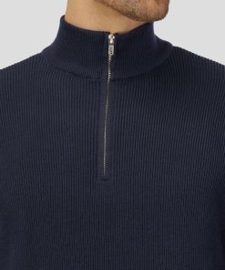 Strik Clean Cut Copenhagen | Mario Half Zip Knit - Mork Navy