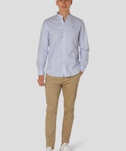 Skjorter & Overskjorter Clean Cut Copenhagen | Oxford Mandarin Collar Striped Shirt - Lysebla