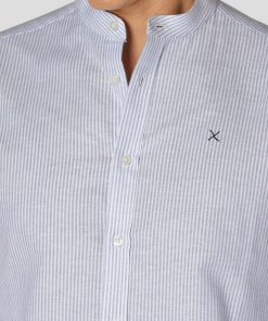 Skjorter & Overskjorter Clean Cut Copenhagen | Oxford Mandarin Collar Striped Shirt - Lysebla