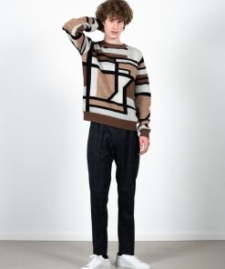 Strik Clean Cut Copenhagen | Jones Graphic Knitted Jumper - Brown Mix