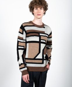 Strik Clean Cut Copenhagen | Jones Graphic Knitted Jumper - Brown Mix