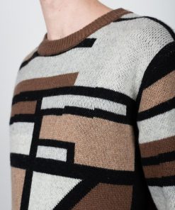 Strik Clean Cut Copenhagen | Jones Graphic Knitted Jumper - Brown Mix