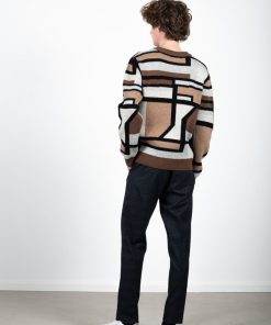 Strik Clean Cut Copenhagen | Jones Graphic Knitted Jumper - Brown Mix