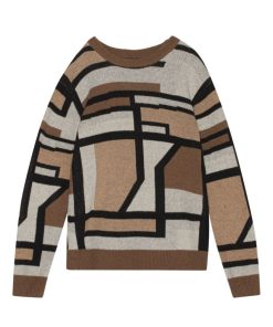 Strik Clean Cut Copenhagen | Jones Graphic Knitted Jumper - Brown Mix