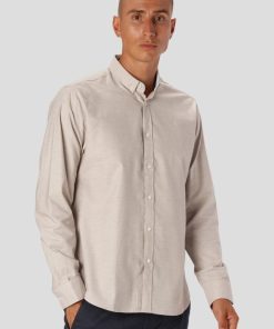 Skjorter & Overskjorter Clean Cut Copenhagen | Oxford Stretch Shirt - Sand Melange