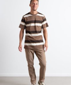 T-Shirts Clean Cut Copenhagen | Bradley Cotton T-Shirt - Brown Stripes