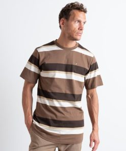 T-Shirts Clean Cut Copenhagen | Bradley Cotton T-Shirt - Brown Stripes