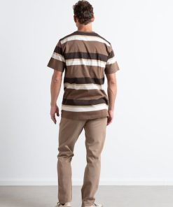 T-Shirts Clean Cut Copenhagen | Bradley Cotton T-Shirt - Brown Stripes