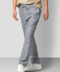 Bukser Clean Cut Copenhagen | Andreas Barcelona Cotton/Linen Pants - Navy / Ecru