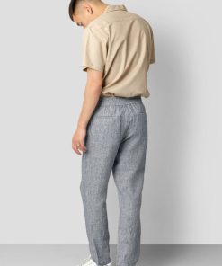 Bukser Clean Cut Copenhagen | Andreas Barcelona Cotton/Linen Pants - Navy / Ecru