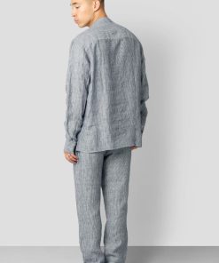 Bukser Clean Cut Copenhagen | Andreas Barcelona Cotton/Linen Pants - Navy / Ecru