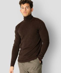 Strik Clean Cut Copenhagen | Merino Wool Knitted Rollneck - Brun Melange