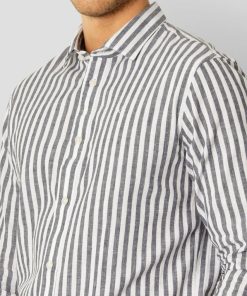 Skjorter & Overskjorter Clean Cut Copenhagen | Jamie Cotton/Linen Striped Shirt - Navy / Ecru